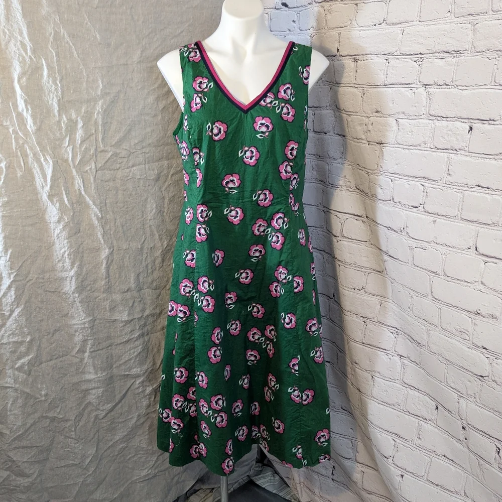 Boden Green Floral Midi Dress - Picture 1 of 7